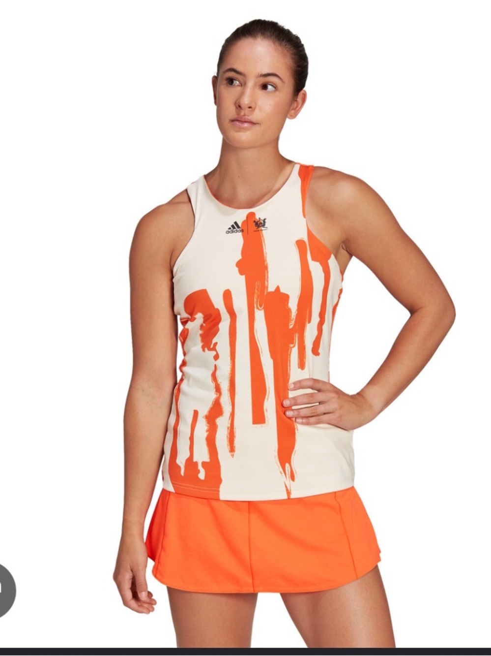 NWOT adidas Thebe Magugu Cream and Orange Paint-Stripe Racerback Tank